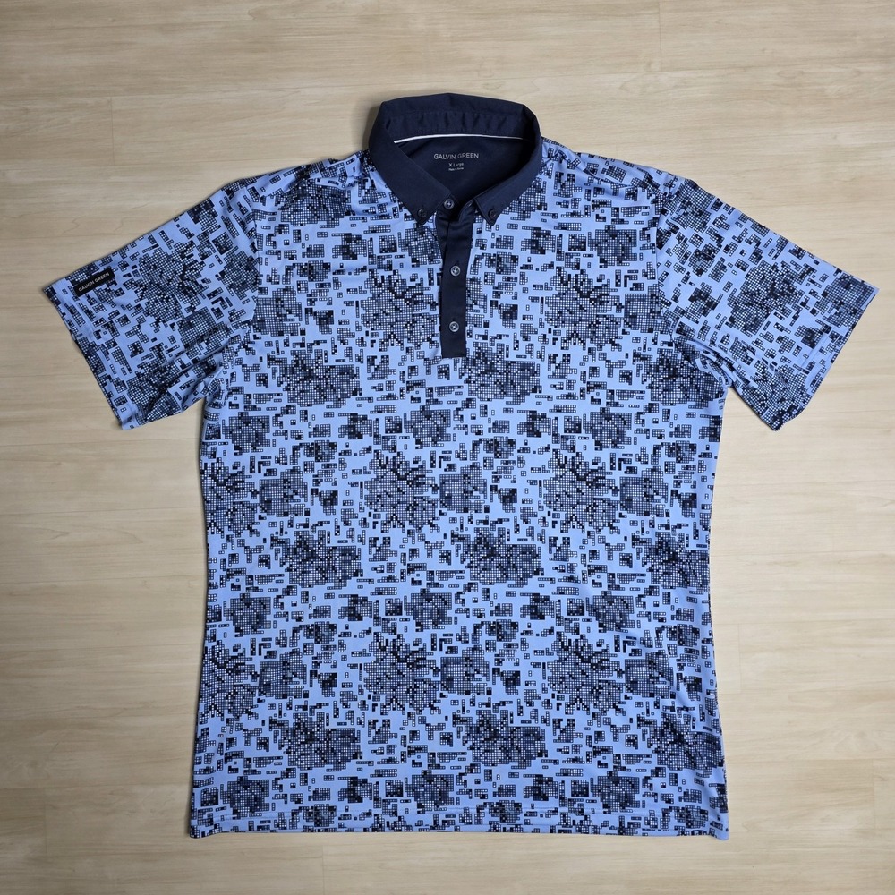 Galvin Green Maddox Ventil8 Plus Golf Polo 2021 Blue Geometric‎ Size XL